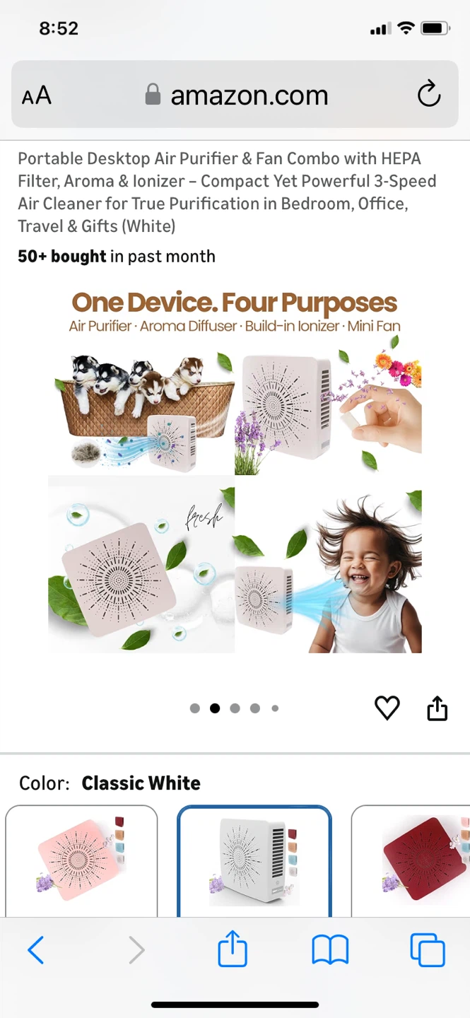 🥕 Brand New-Portable Mini Air Purifier - White - photo 4