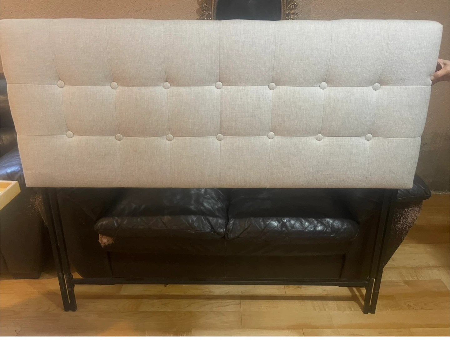 Upholstered Headboard - Grey/Beige size double 140 cm