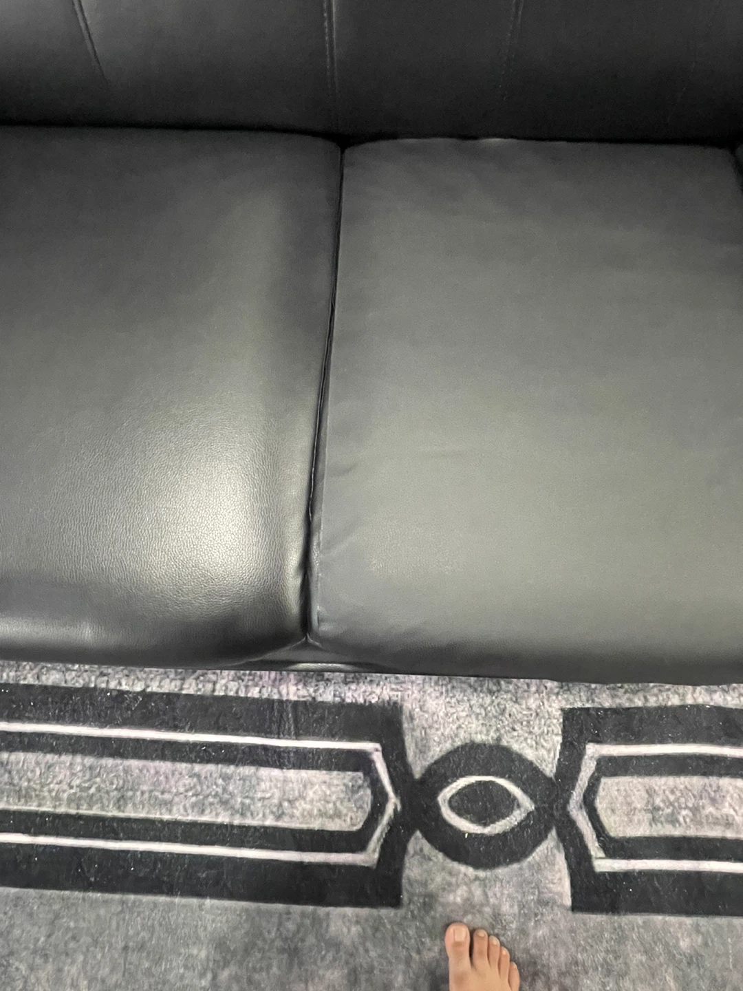Black Leather Sofa Set - photo 4
