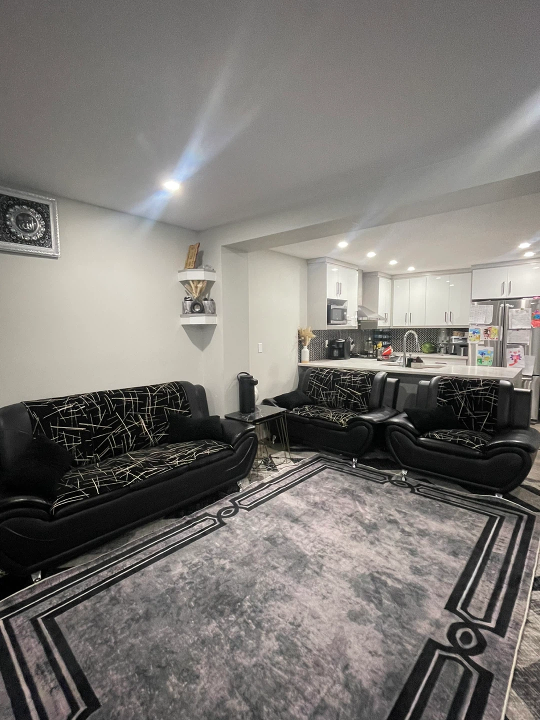 Black Leather Sofa Set - photo 3