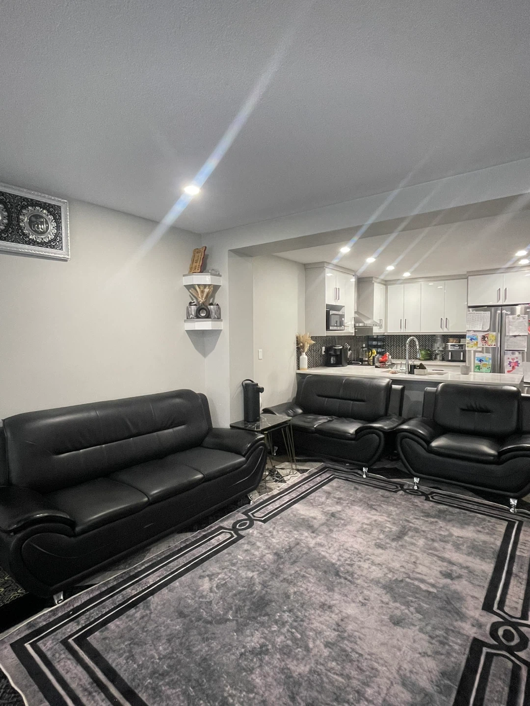 Black Leather Sofa Set