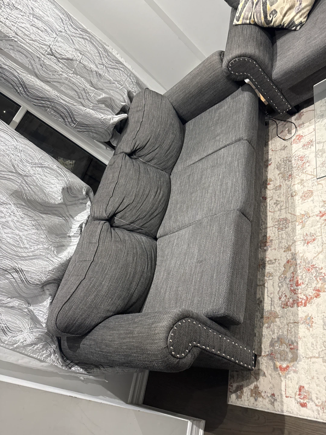 Dark Grey Sofa Set - Couch, Loveseat, Chair