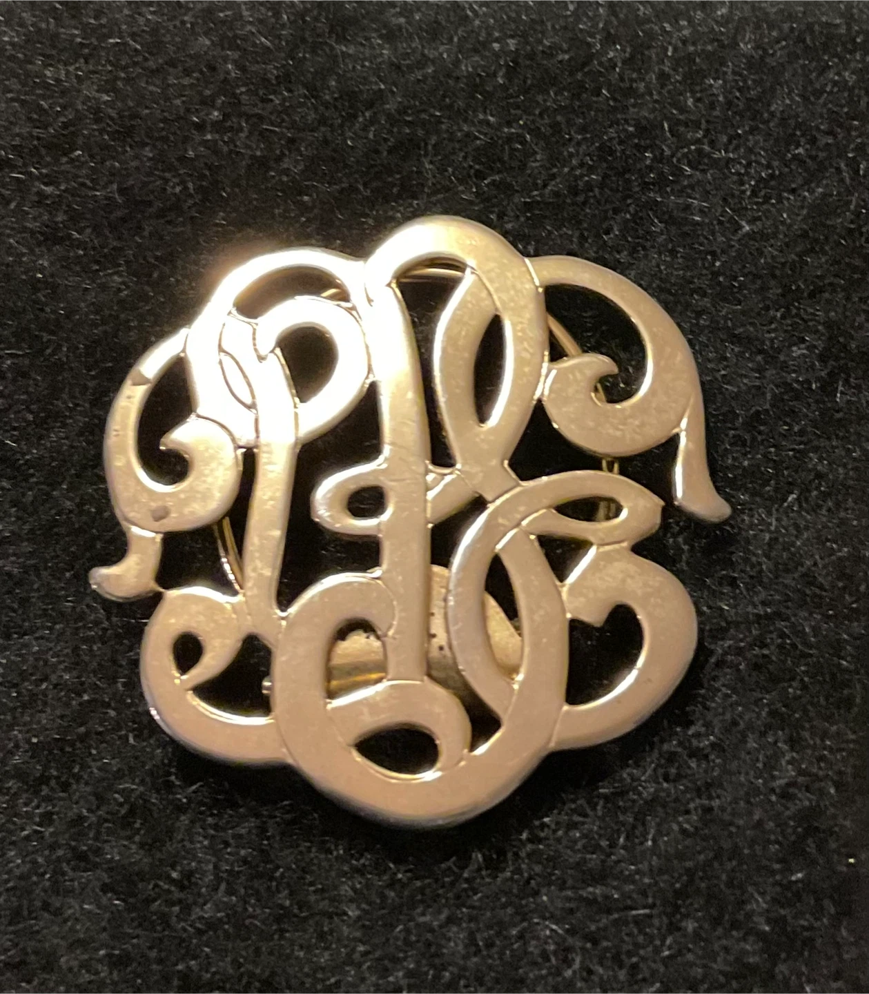 Vintage Gold Tone Monogram Brooch