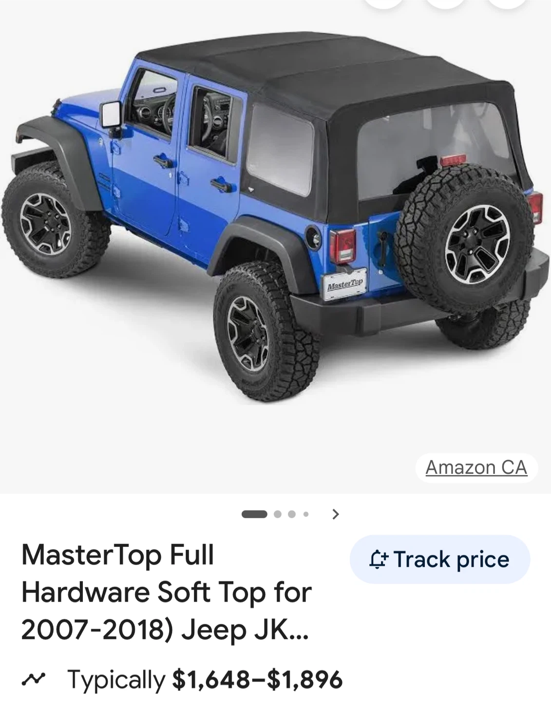 MasterTop Jeep JK Full Hardware Soft Top