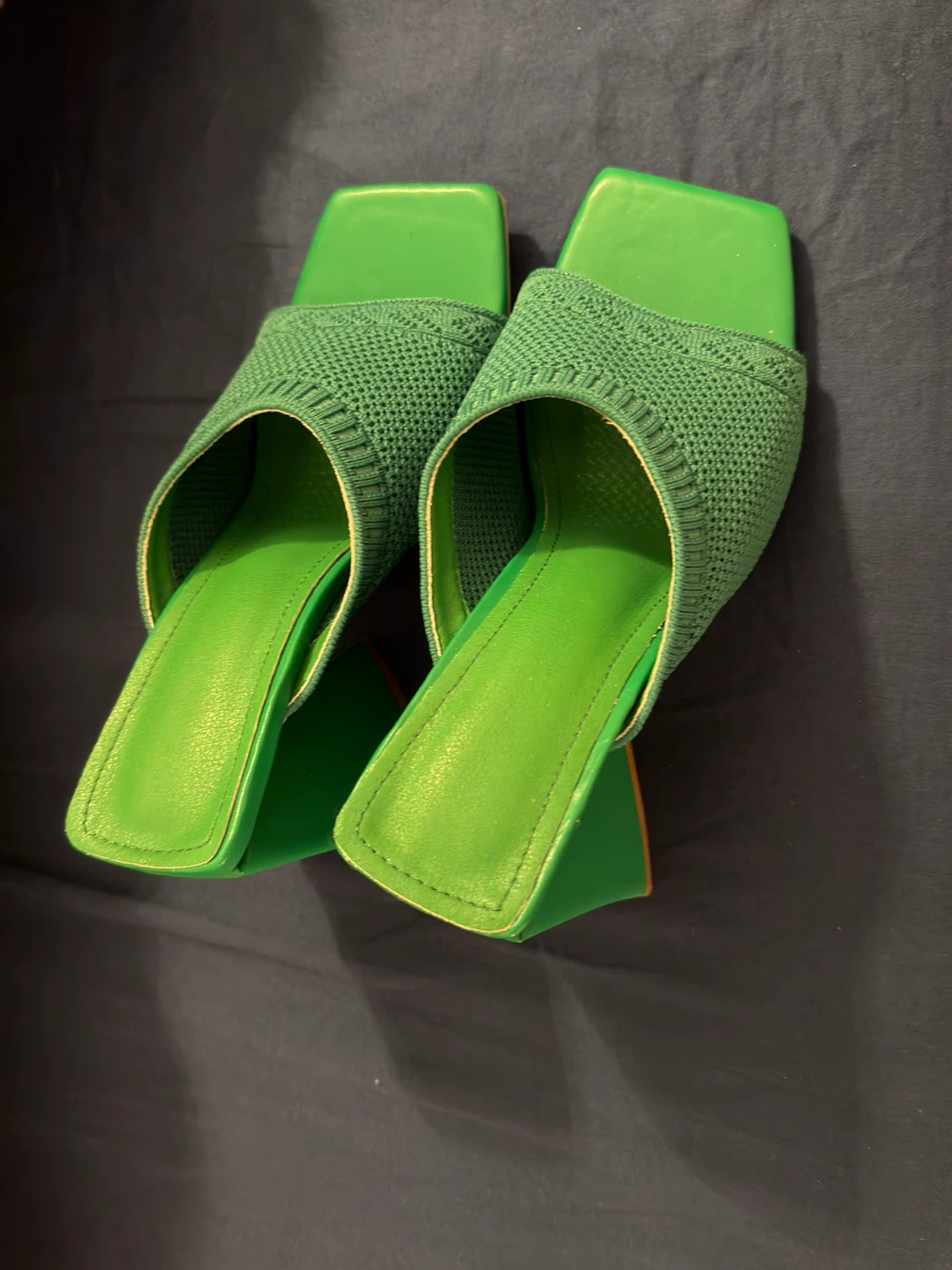 Green Knit Heeled Mules - Size 35 - photo 2