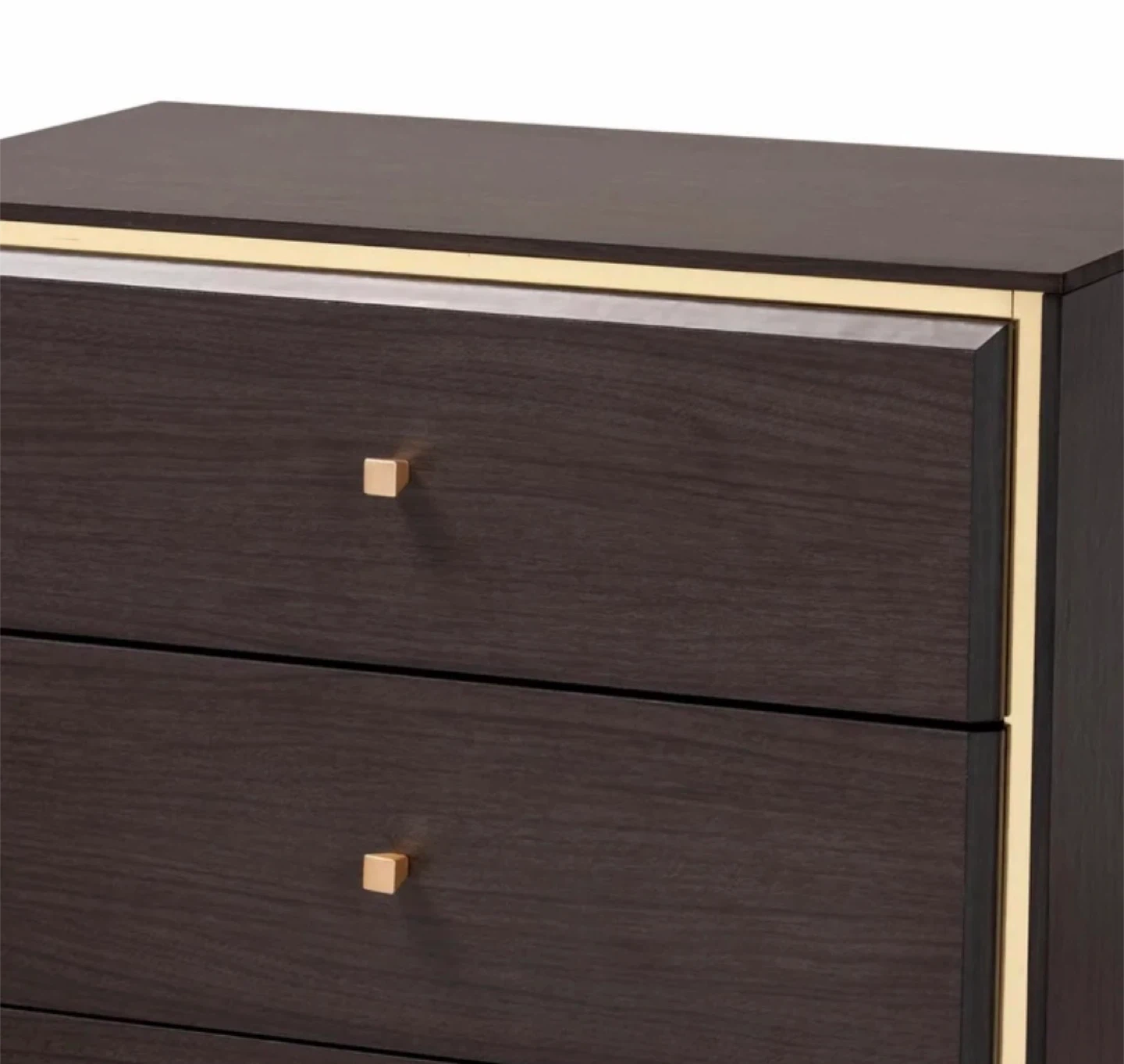 Mid Century Modern Dark Brown & Gold Accent Chest - photo 3