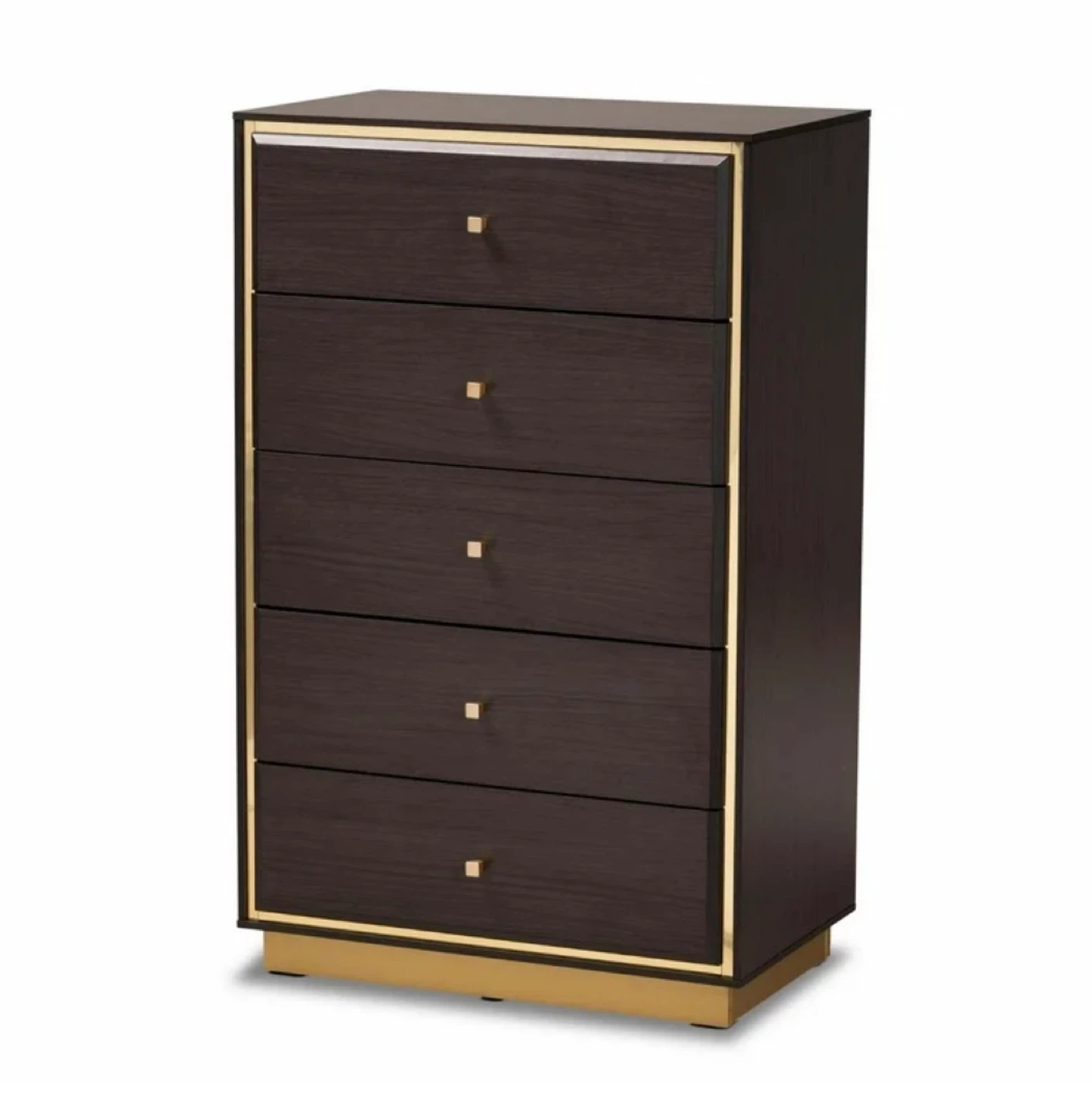 Mid Century Modern Dark Brown & Gold Accent Chest - photo 4