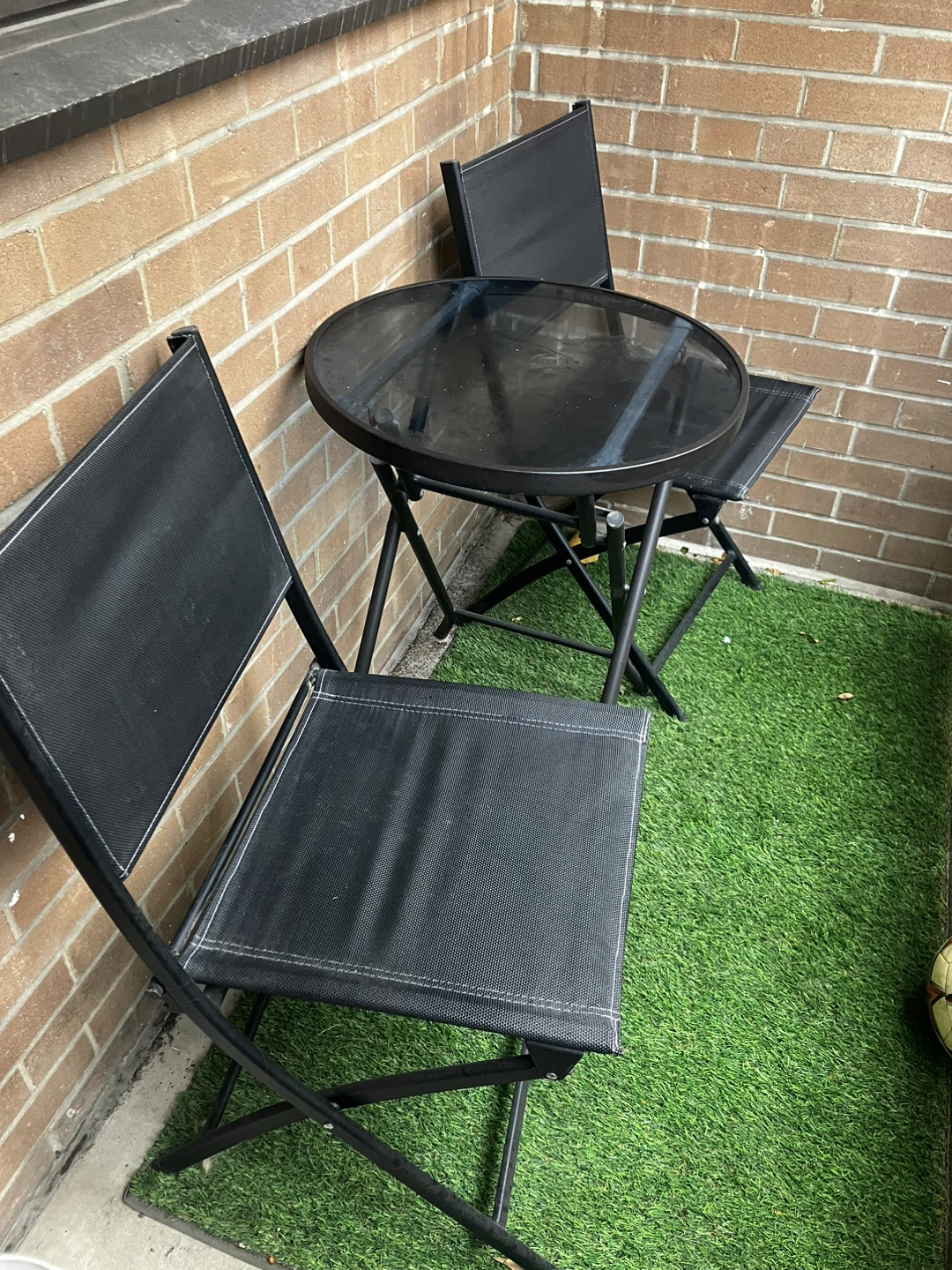 Black Folding Patio Set - Table & 2 Chairs