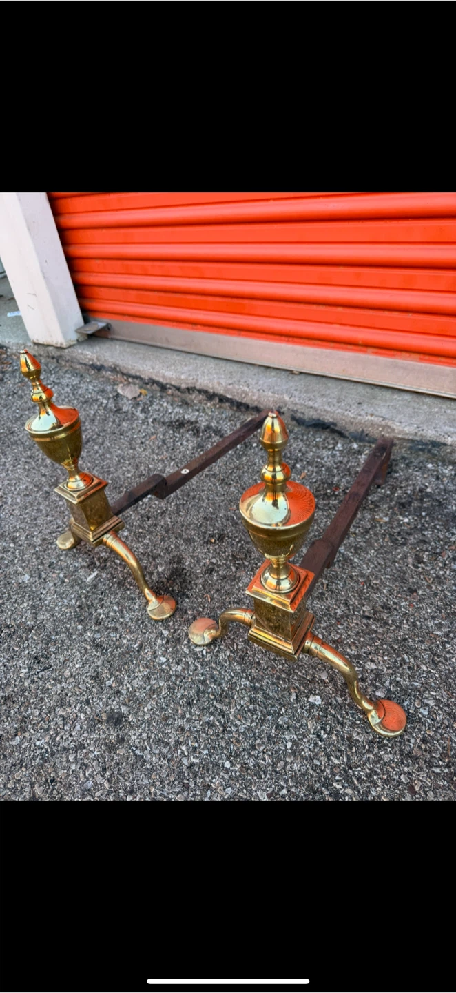 Vintage Brass Fireplace Andirons - photo 3