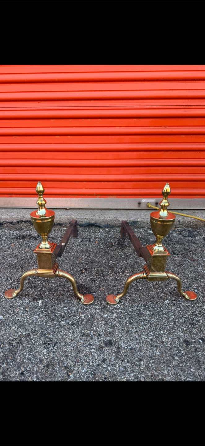 Vintage Brass Fireplace Andirons