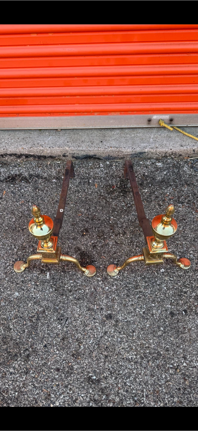 Vintage Brass Fireplace Andirons - photo 2