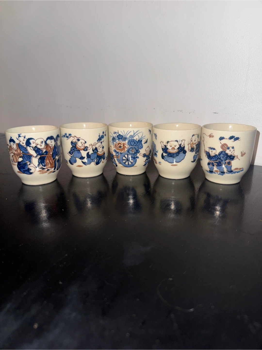 Vintage Japanese Tea Cups - Set of 5