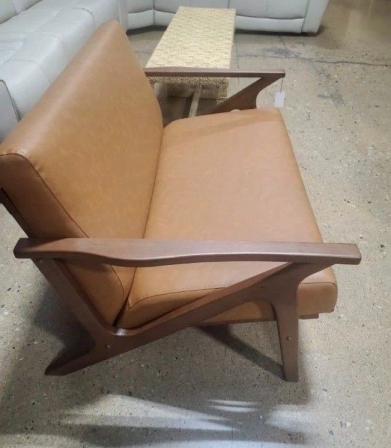 New Mid Century Modern Loveseat 2-Seater - Caramel - photo 3