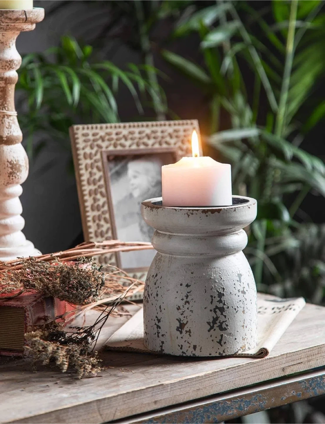Large Rustic Candle Holder