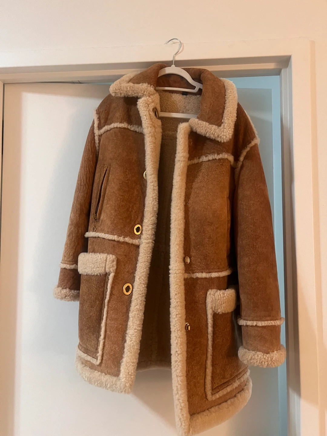 Coach Lamb Shearling Coat Brown