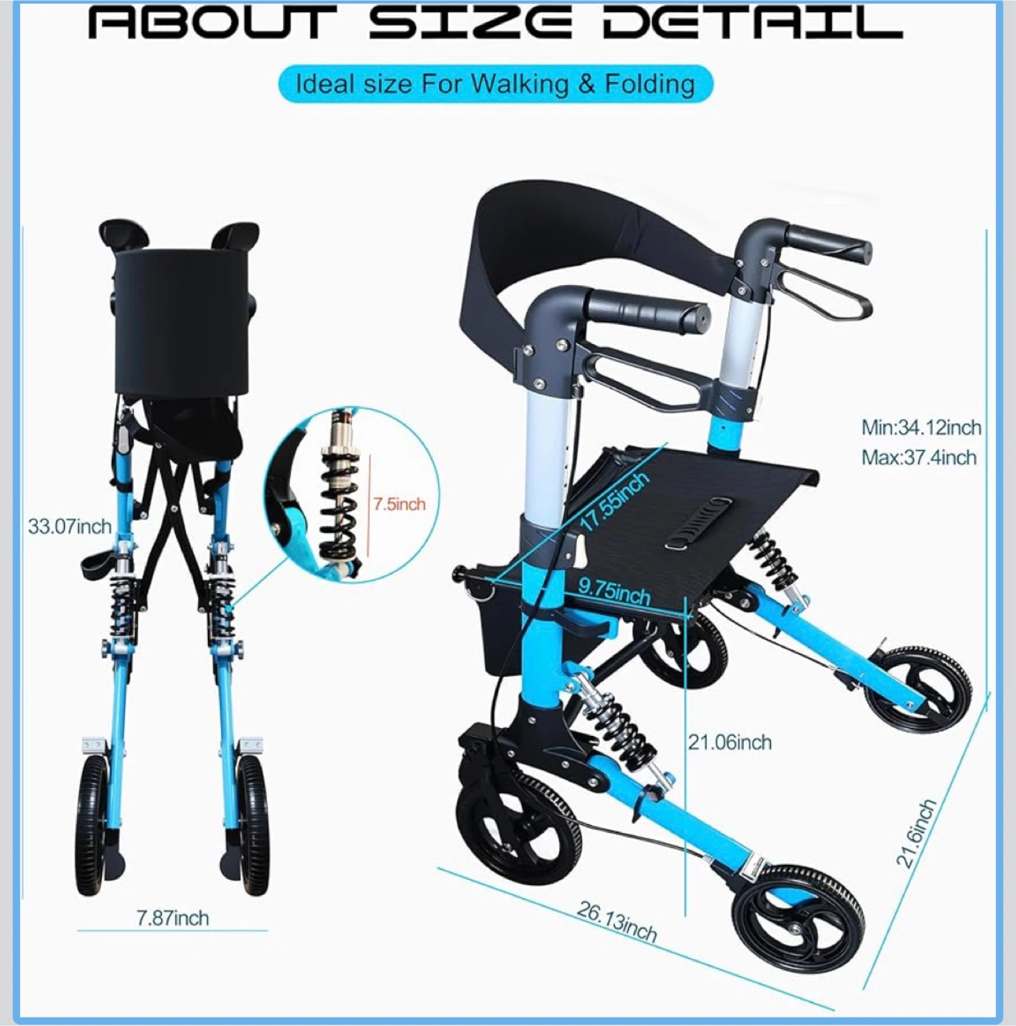 Blue Folding Travel Walker - photo 3