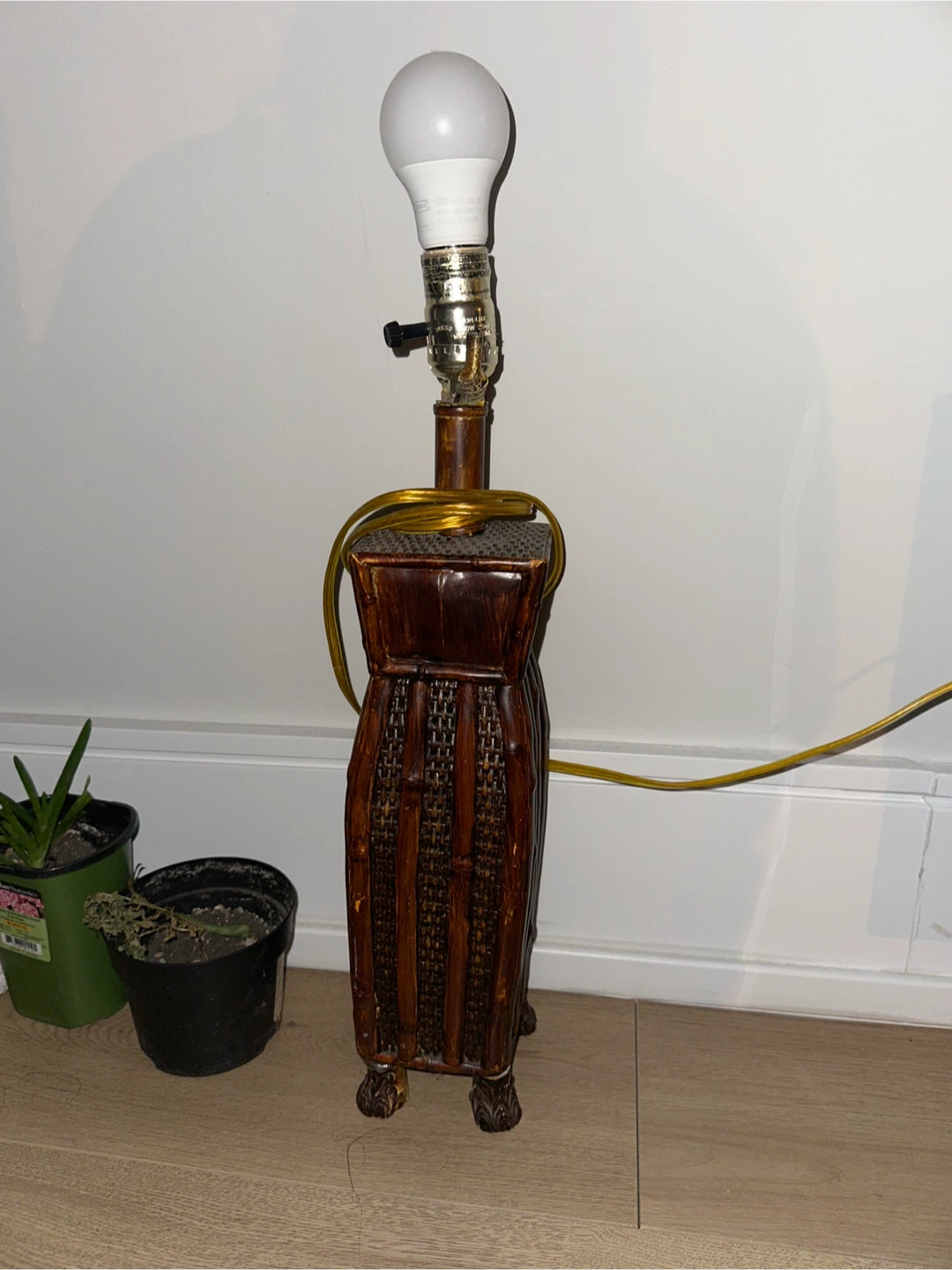 Vintage Brown Wood Accent Lamp