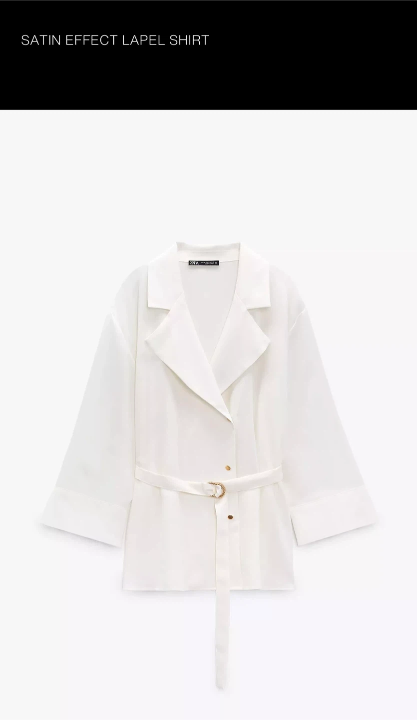 NWT - Zara Satin Effect Lapel Shirt - Size S