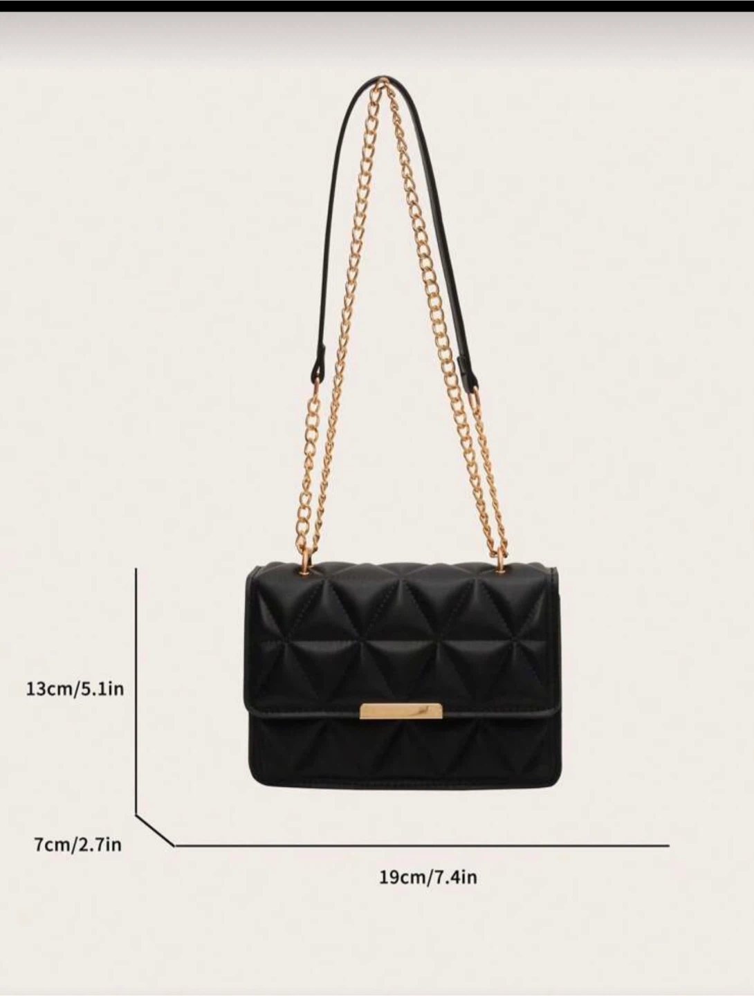 Black Quilted Chain Shoulder Bag - New! - photo 2