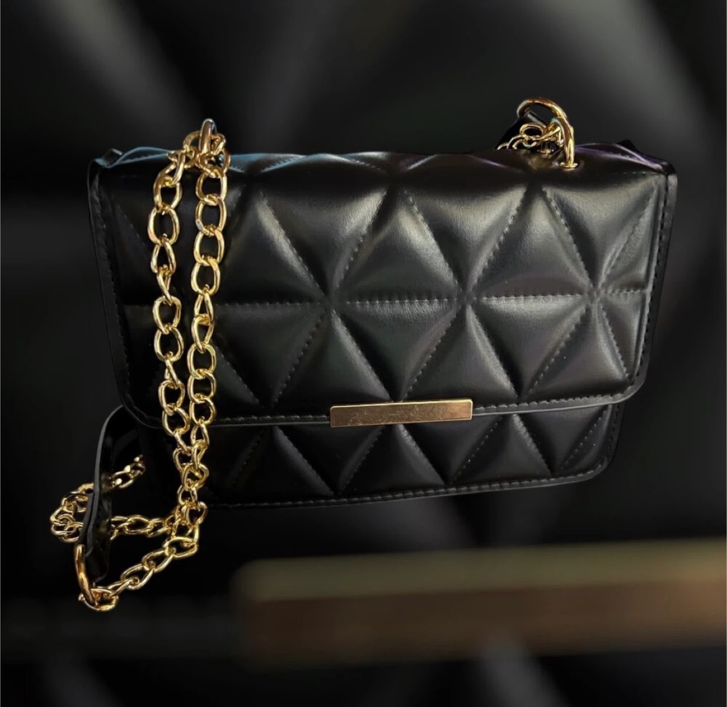 Black Quilted Chain Shoulder Bag - New! - photo 4