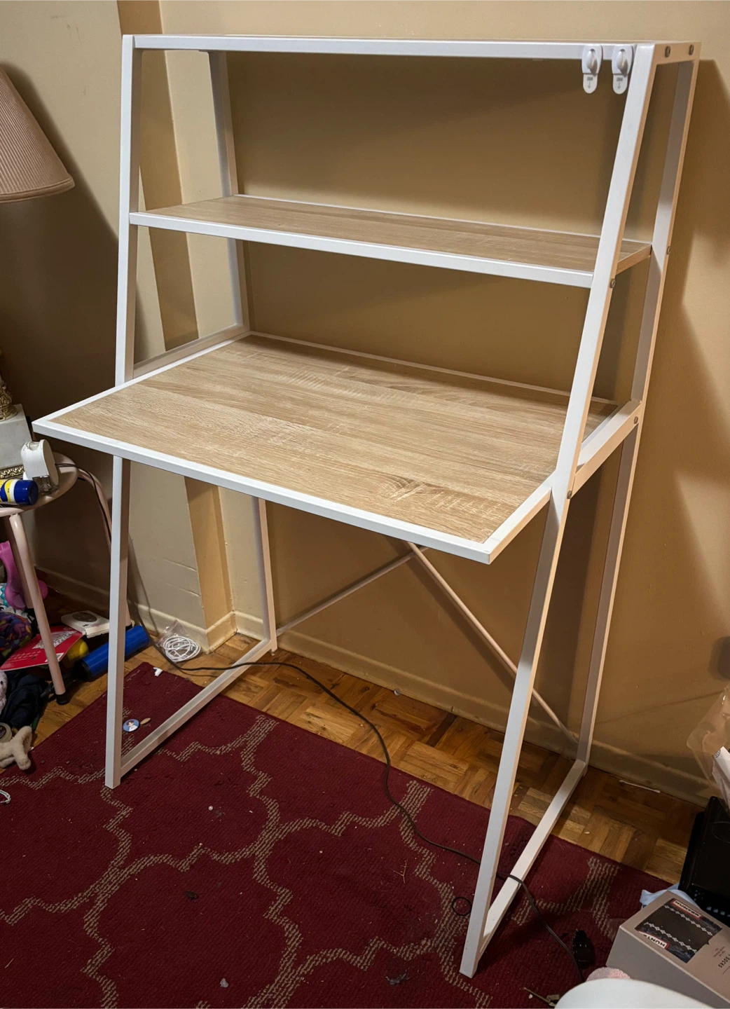White & Wood Desk with Shelves