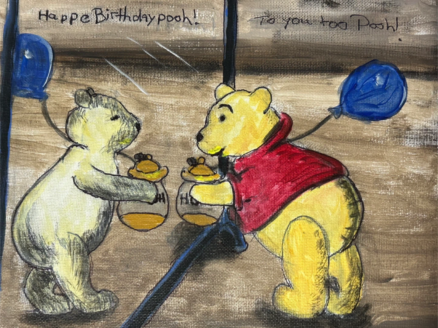 celebrating Winnie the  Pooh painting.