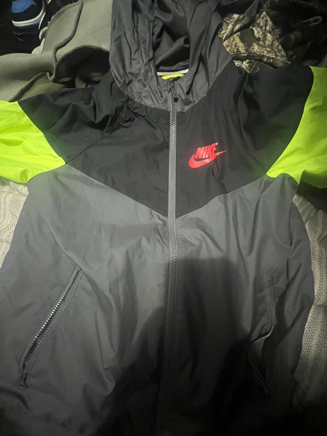 Nike Windrunner Jacket - Grey/Black/Neon - Size L - photo 2