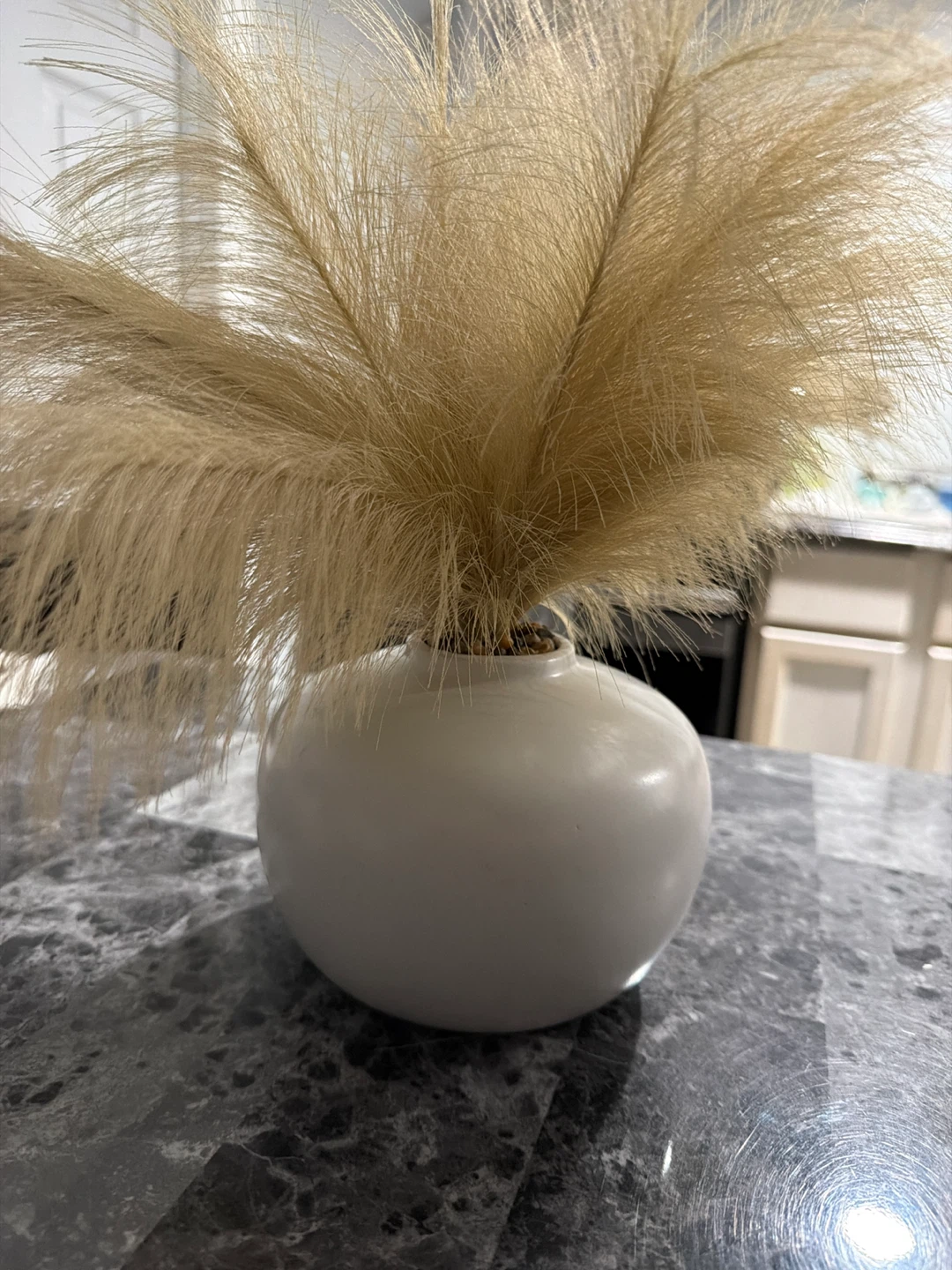 White Round Vase with Pampas Grass 🥕 - photo 2