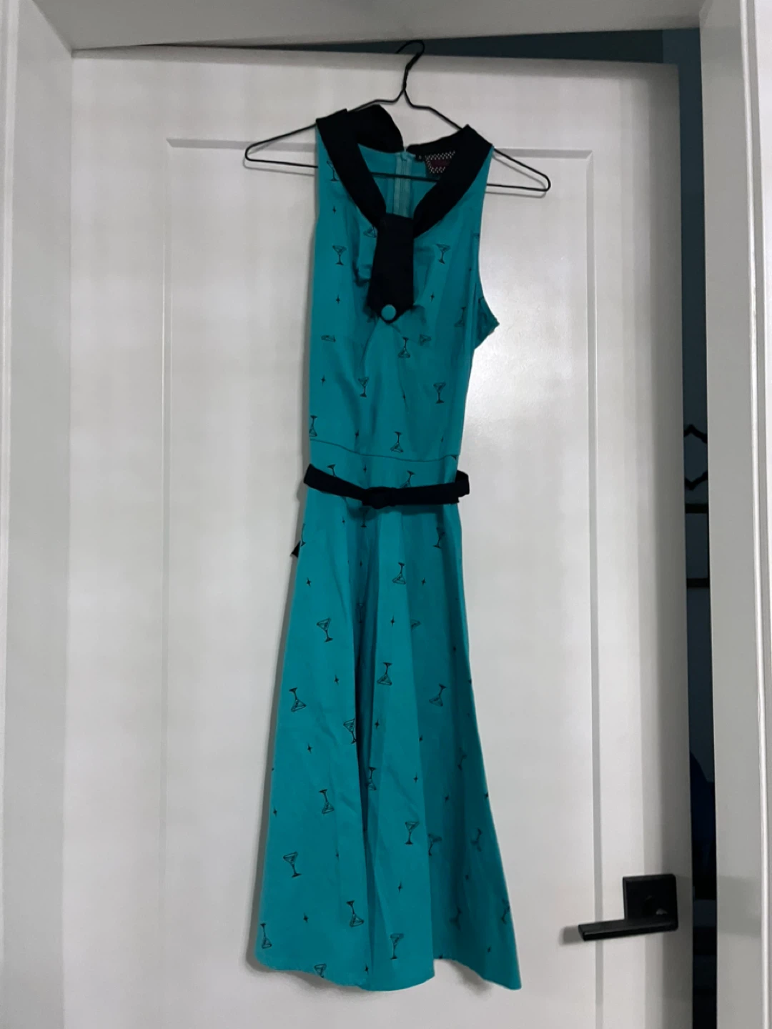 Retro Cocktail Print Dress, Size S