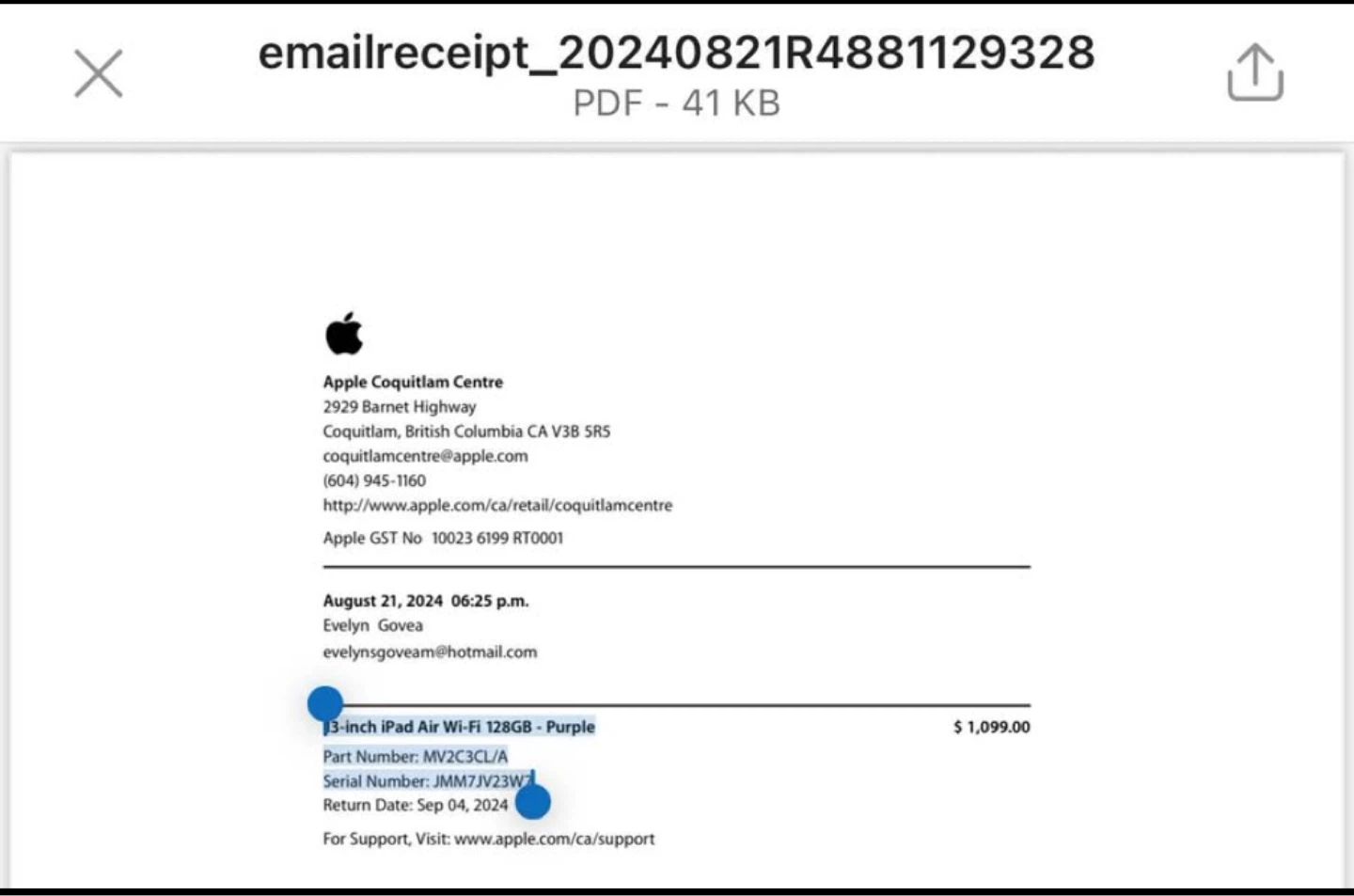 Apple iPad Air Wi-Fi 128GB - Purple - photo 2