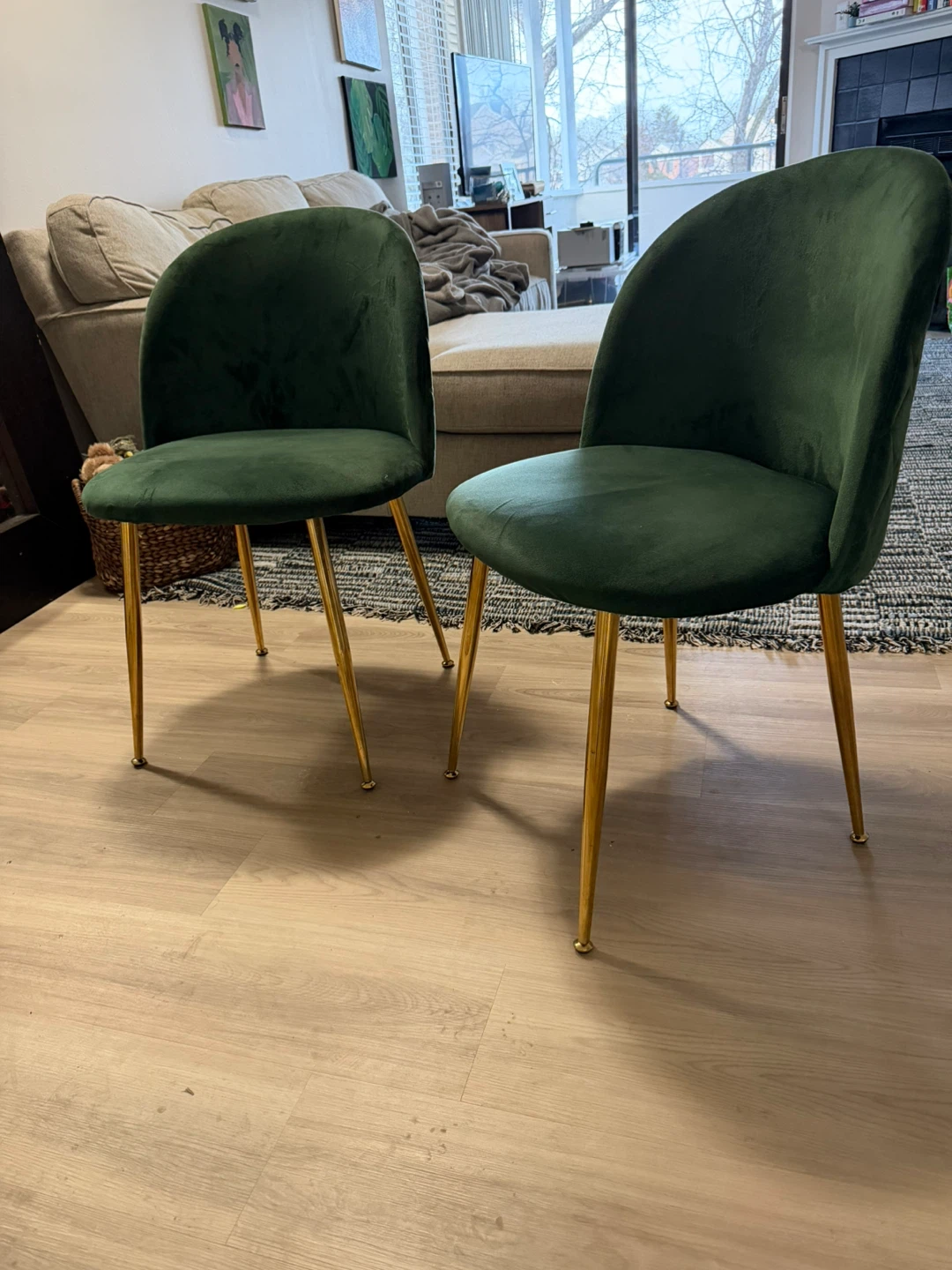 Green Velvet Dining Chairs (Set of 2) - photo 4