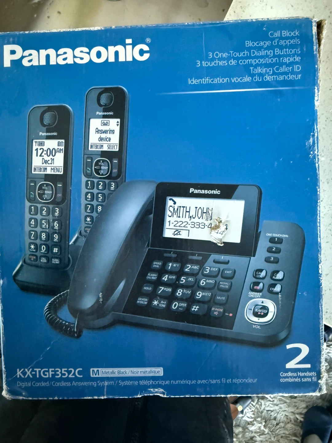 Panasonic KX-TGF352C Cordless Phone System, Black