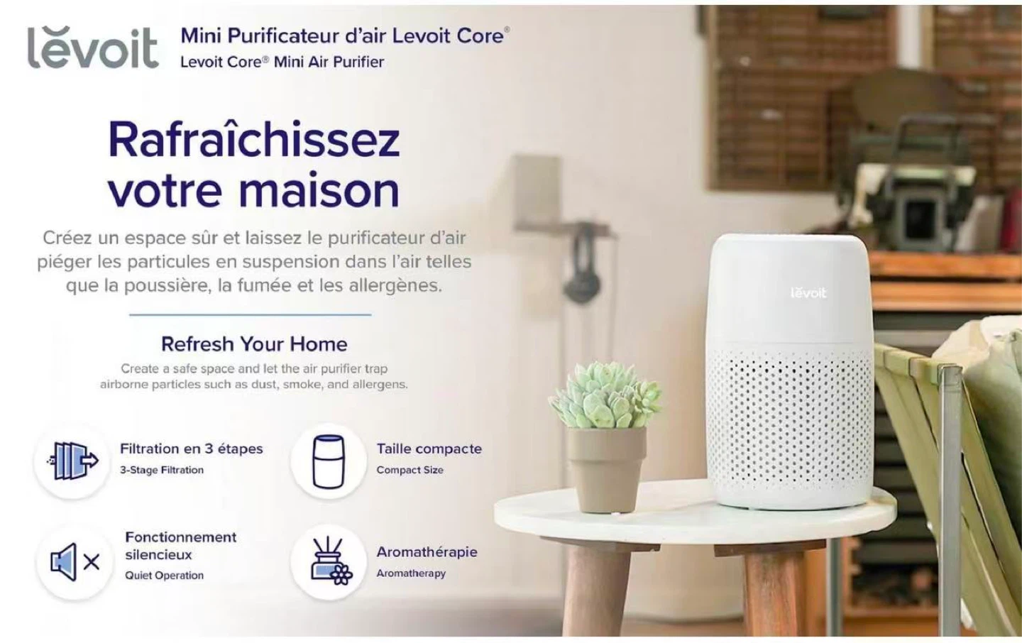 Air Purifier Core Mini, True HEPA Compact Desktop Air Cleaner - photo 2