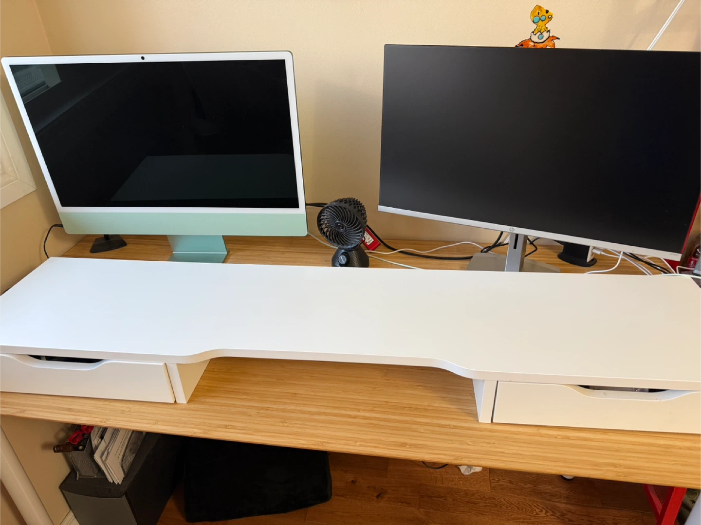 White Desk Monitor Riser with Drawers - photo 2