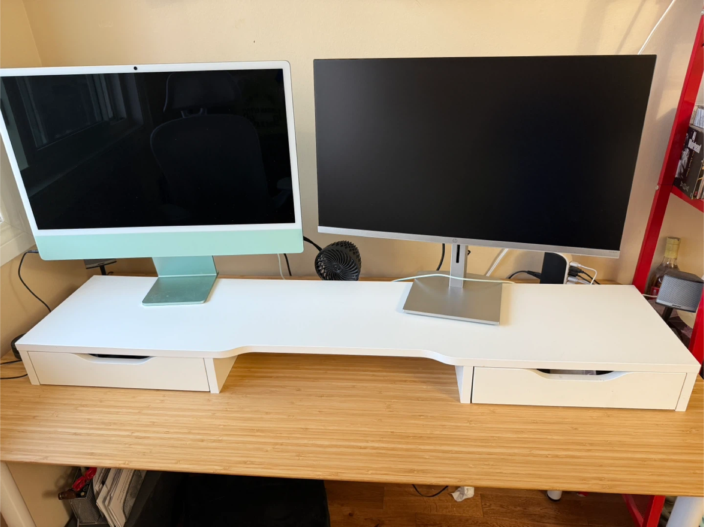 White Desk Monitor Riser with Drawers - photo 3