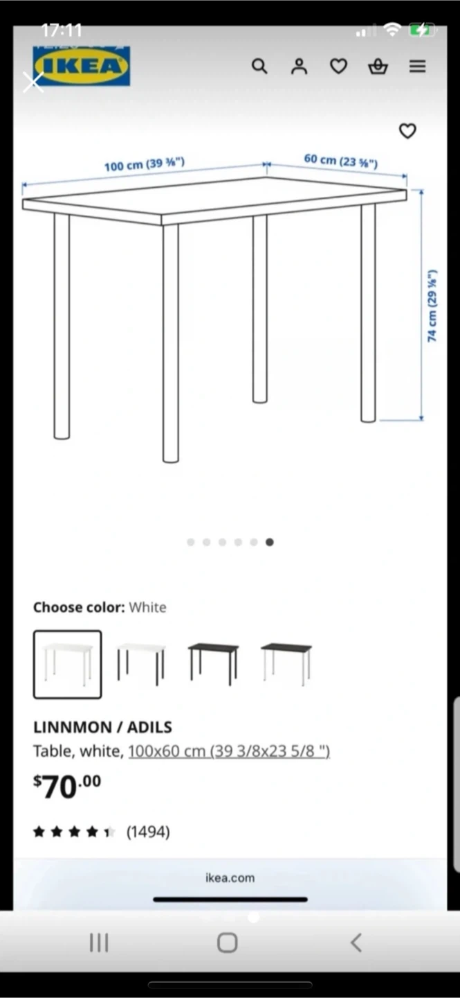 IKEA LINNMON / ADILS White Table - photo 2
