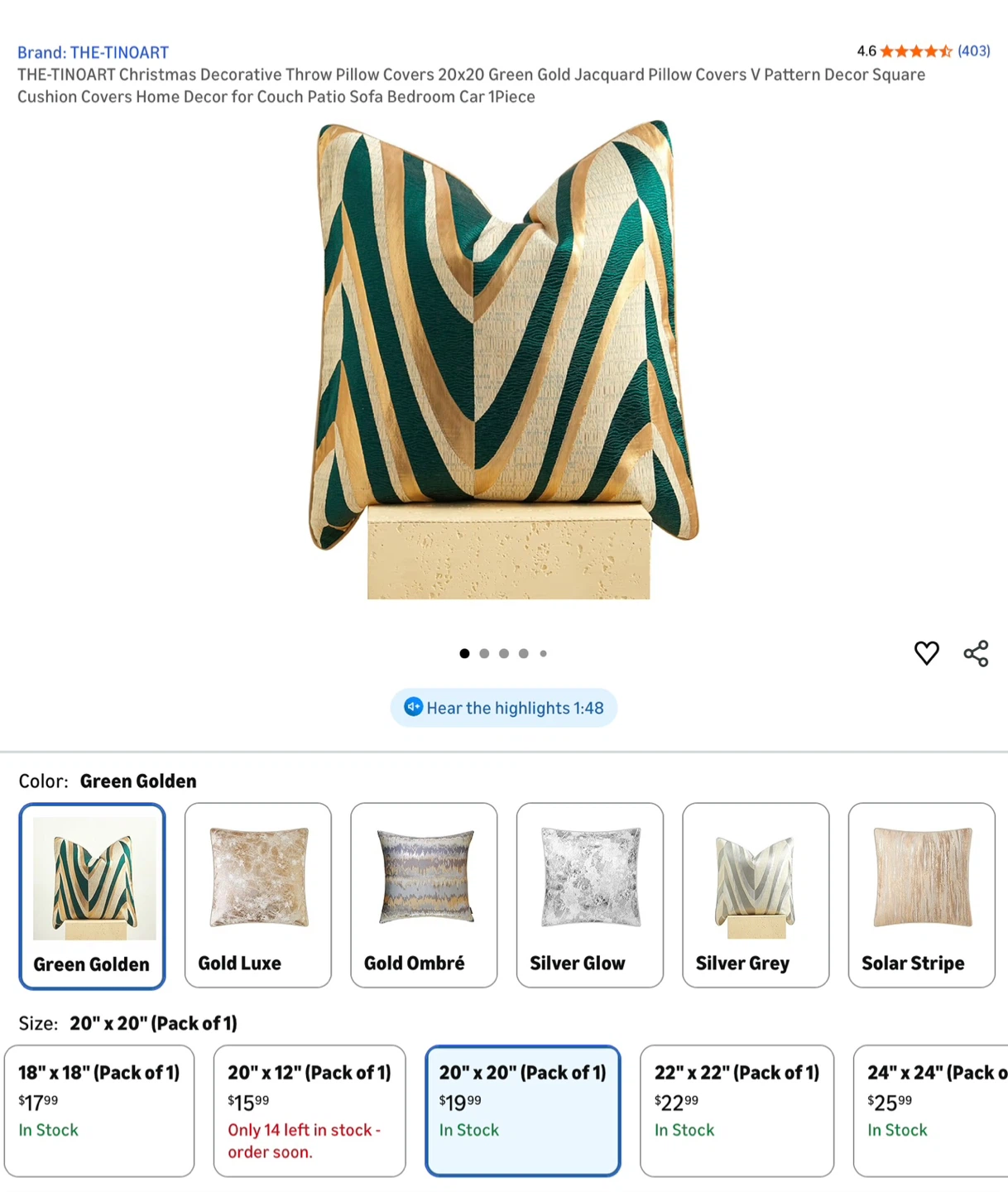 Two Green & Gold Silk Pillow Covers 20”x20” - photo 3