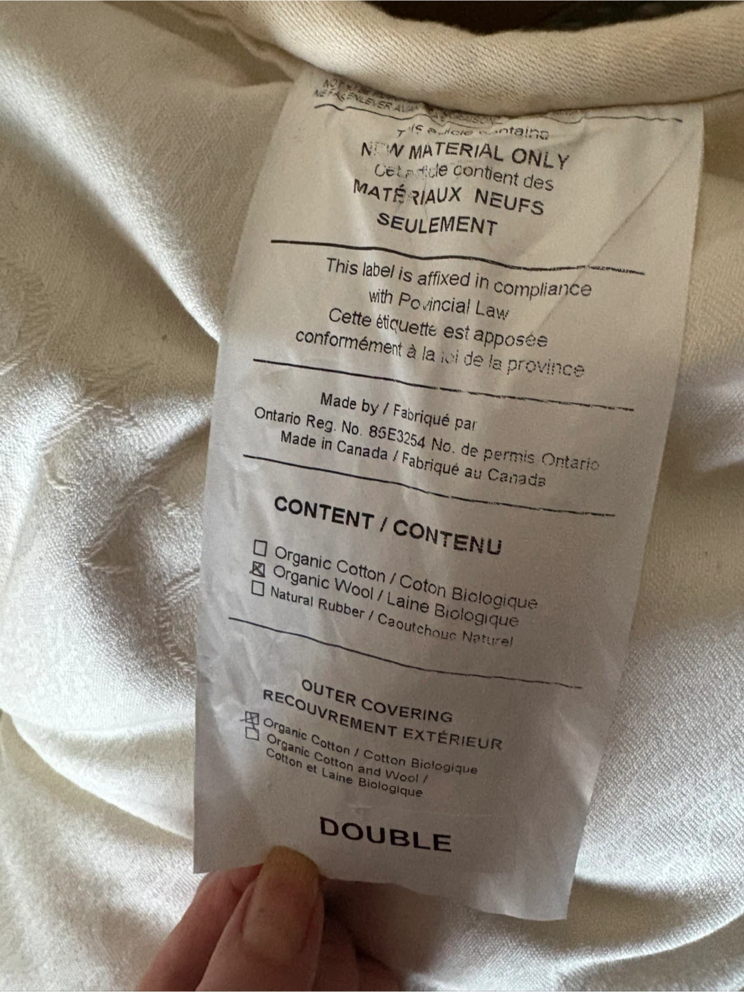 Organic Cotton & Wool Double Mattress Topper - photo 2
