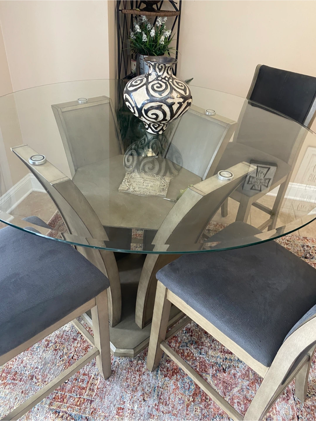 Glass Top Dining Table with 3 Chairs - photo 2