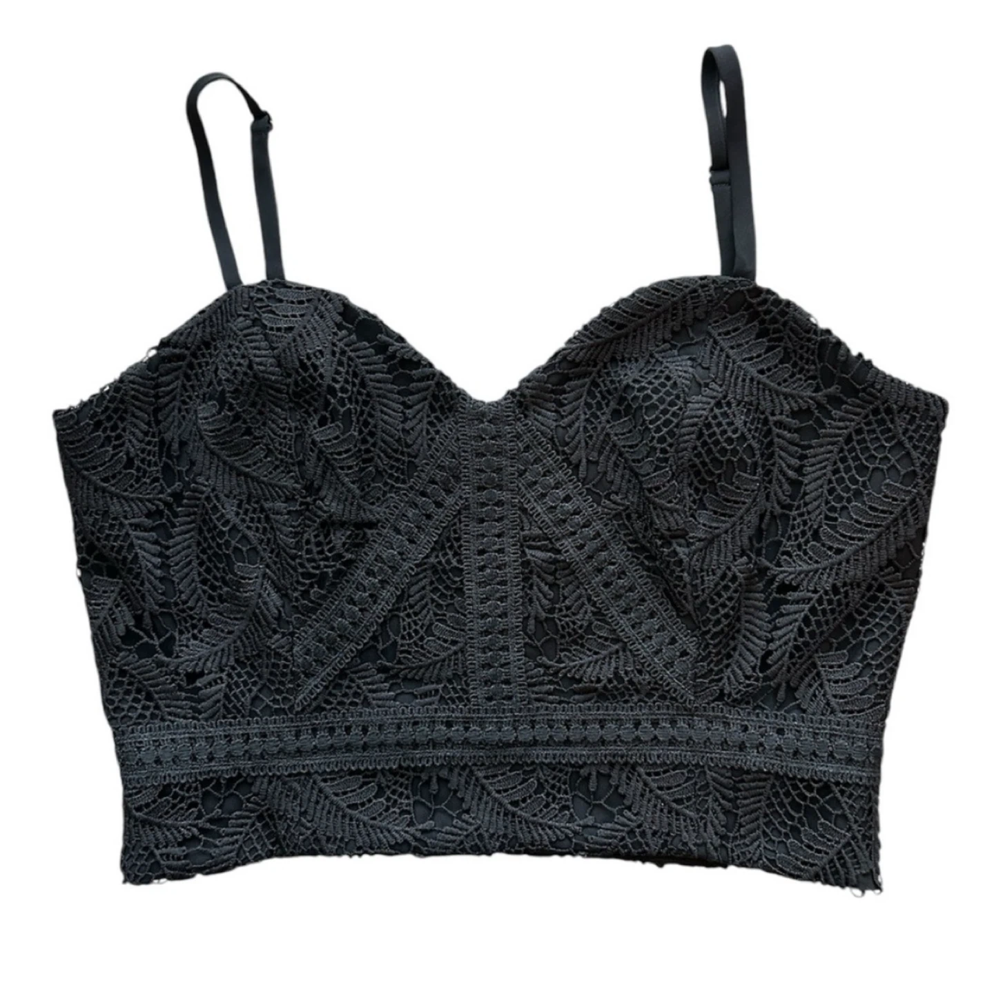 RW&CO Black Lace Crop Top Bustier - Size 8 - photo 2