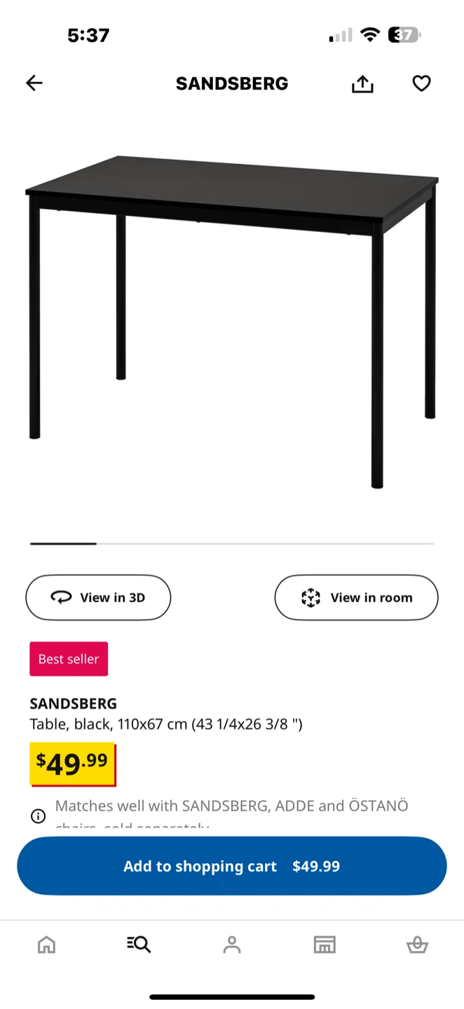 IKEA SANDSBERG Black Table - photo 4