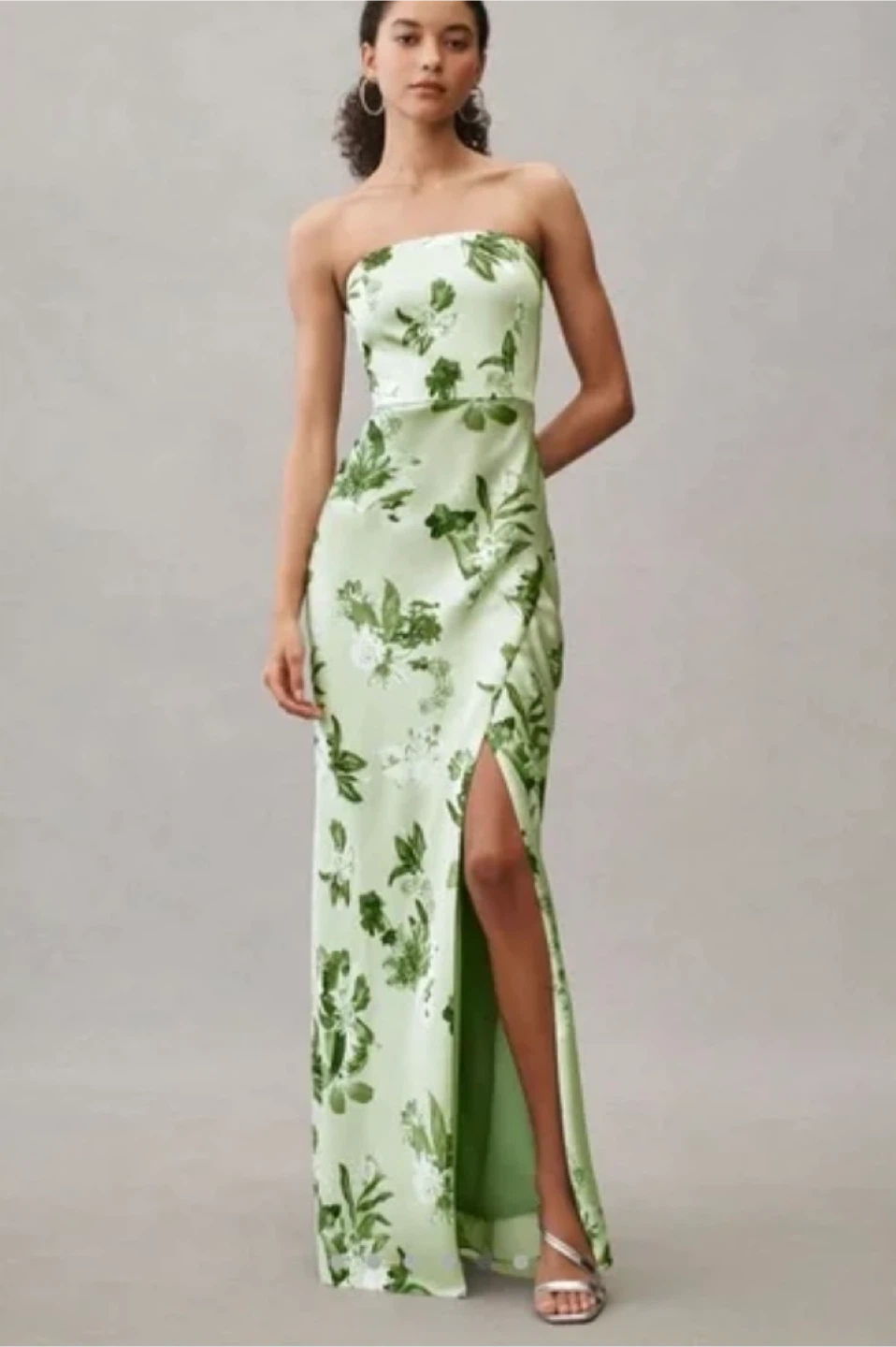 BHLDN Green Floral Strapless Dress - Size 12
