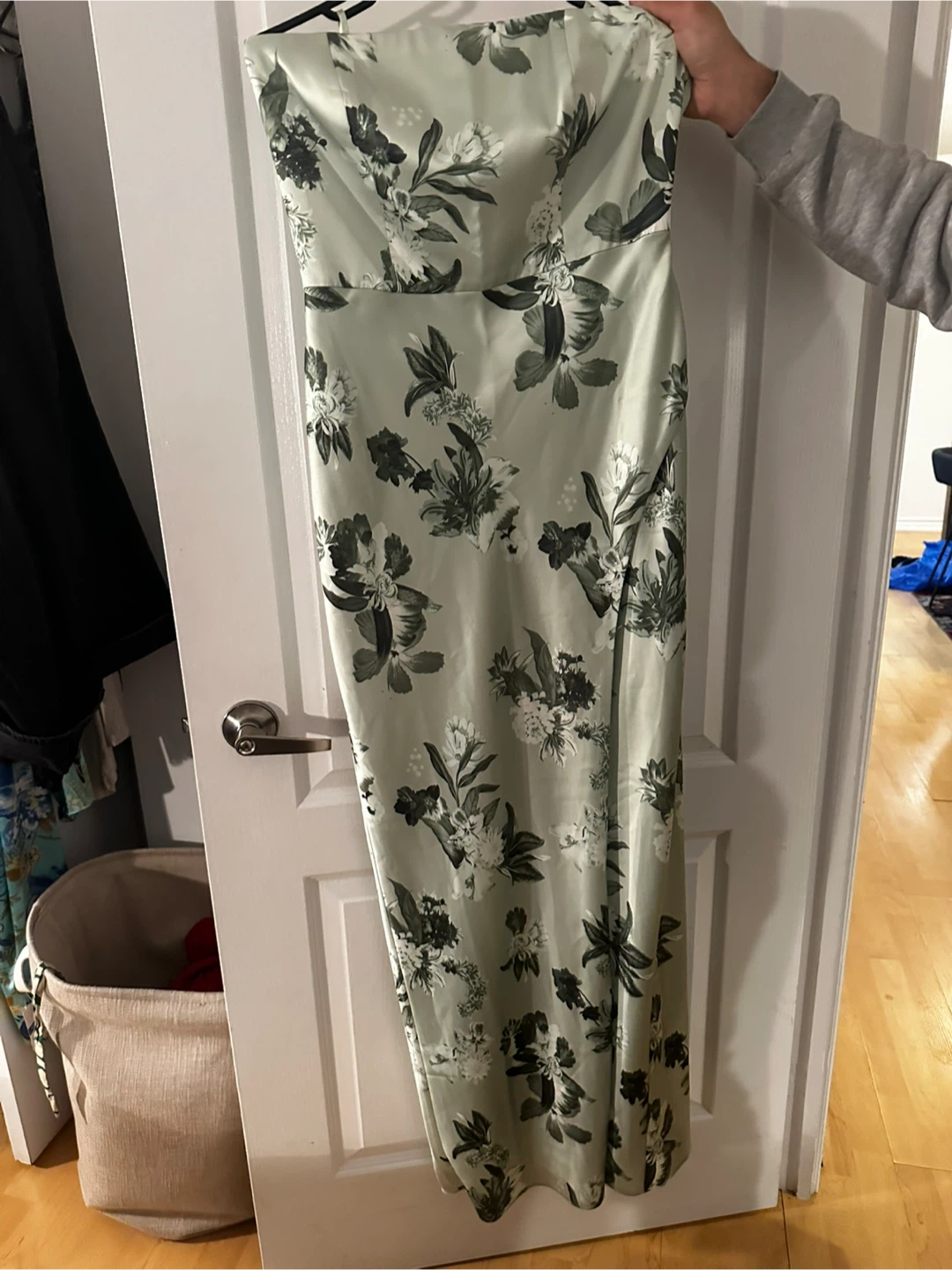BHLDN Green Floral Strapless Dress - Size 12 - photo 4