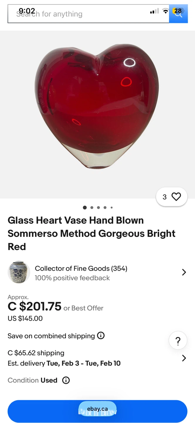 RARE Vintage Find - Ruby Red Heart Glass Vase - photo 4