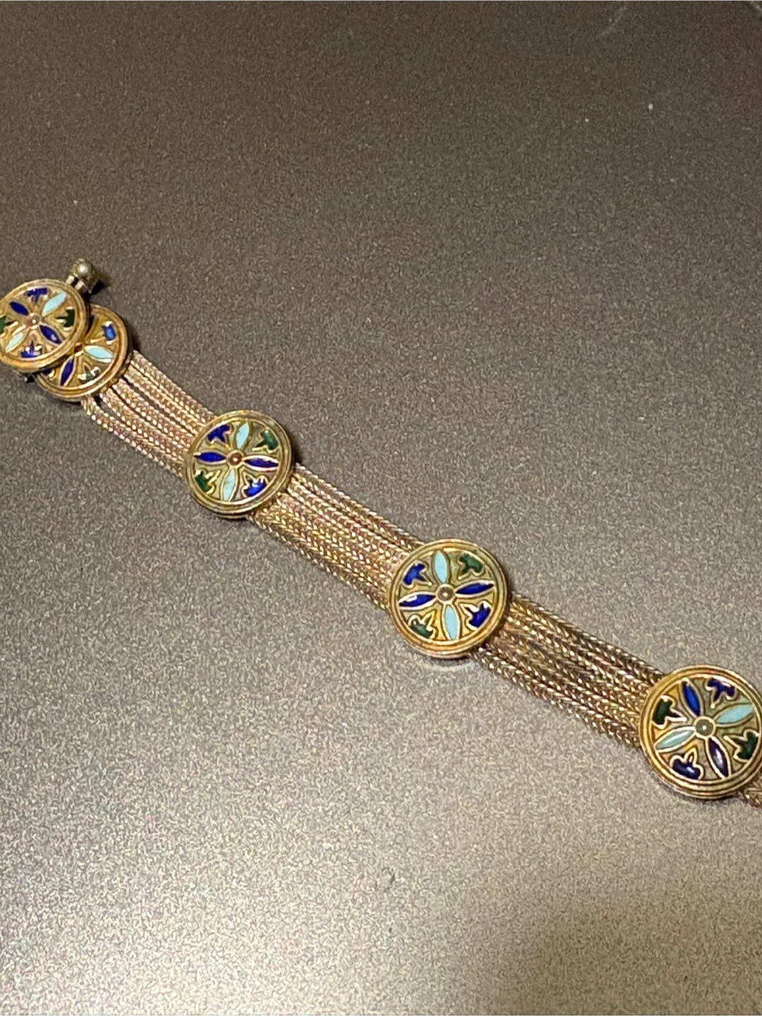 Vintage braided sterling silver Enamel Bracelet - photo 2