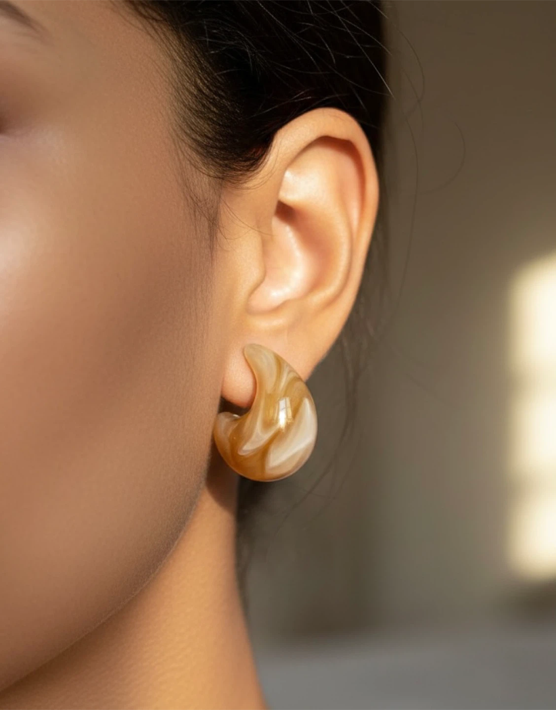 Resin Amber Stud Earrings