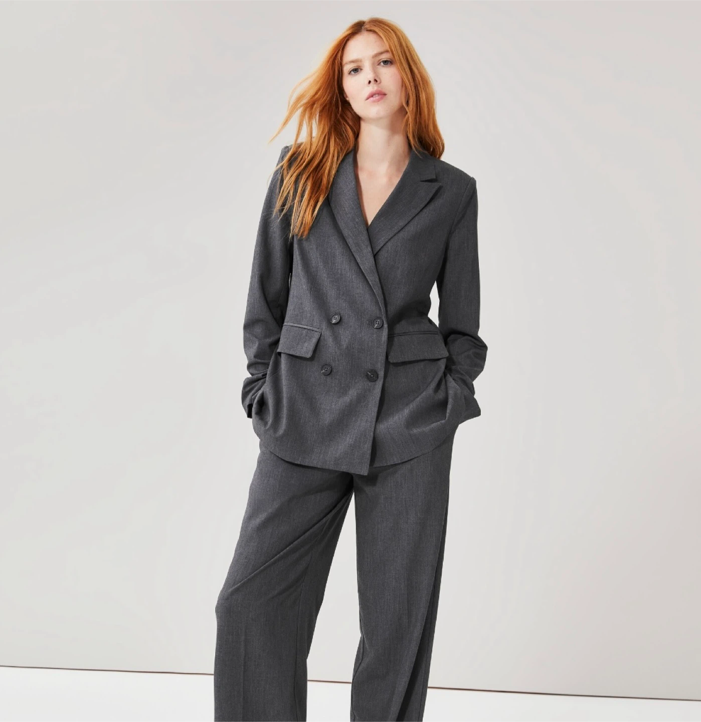 Joe Fresh Dark Grey Double-Breasted Blazer