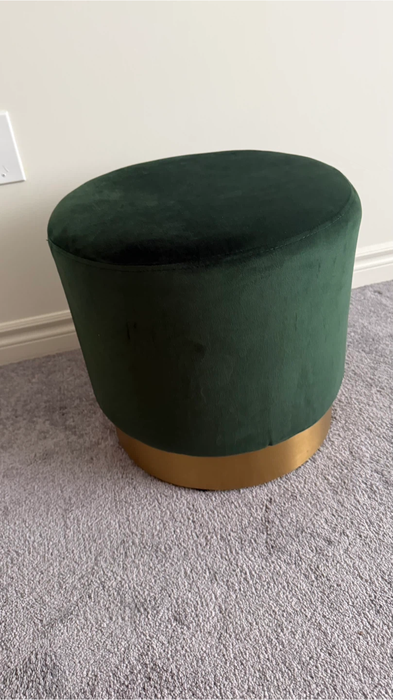 Green Velvet Ottoman - photo 2