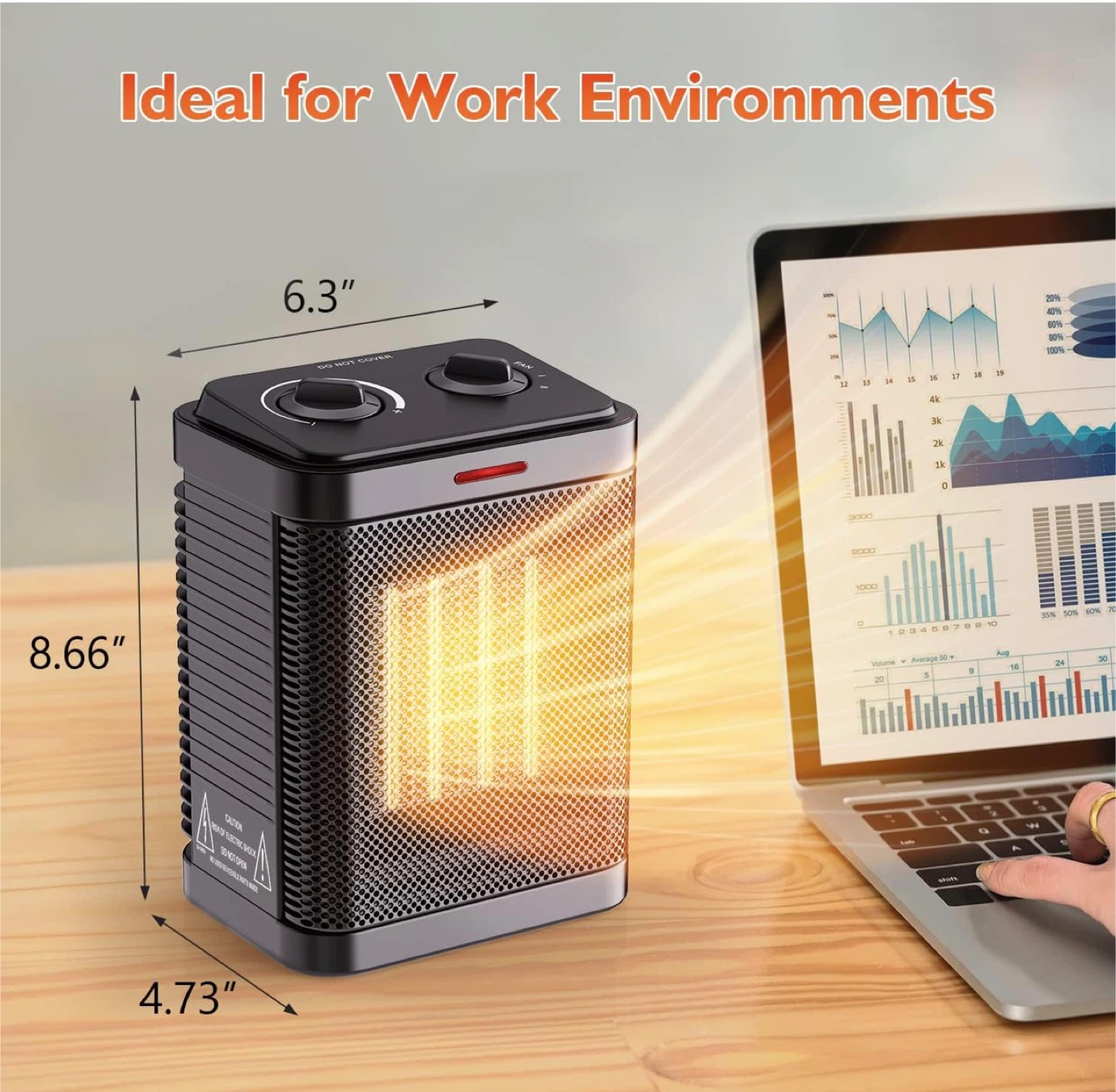 Black Personal Space Heater - 1500W - photo 2