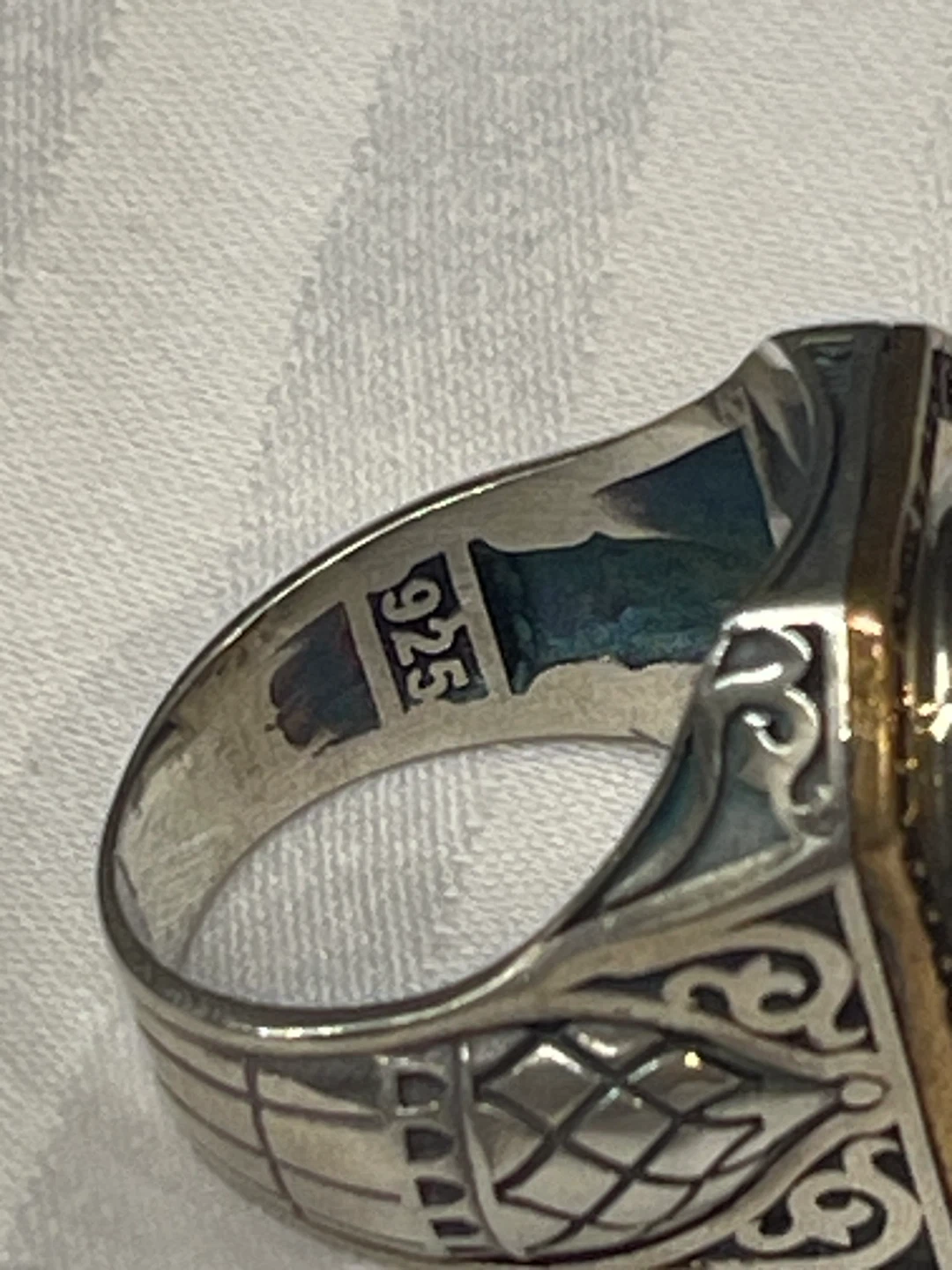 925 Sterling Silver Aqeeq / Agate Men’s Ring - photo 5